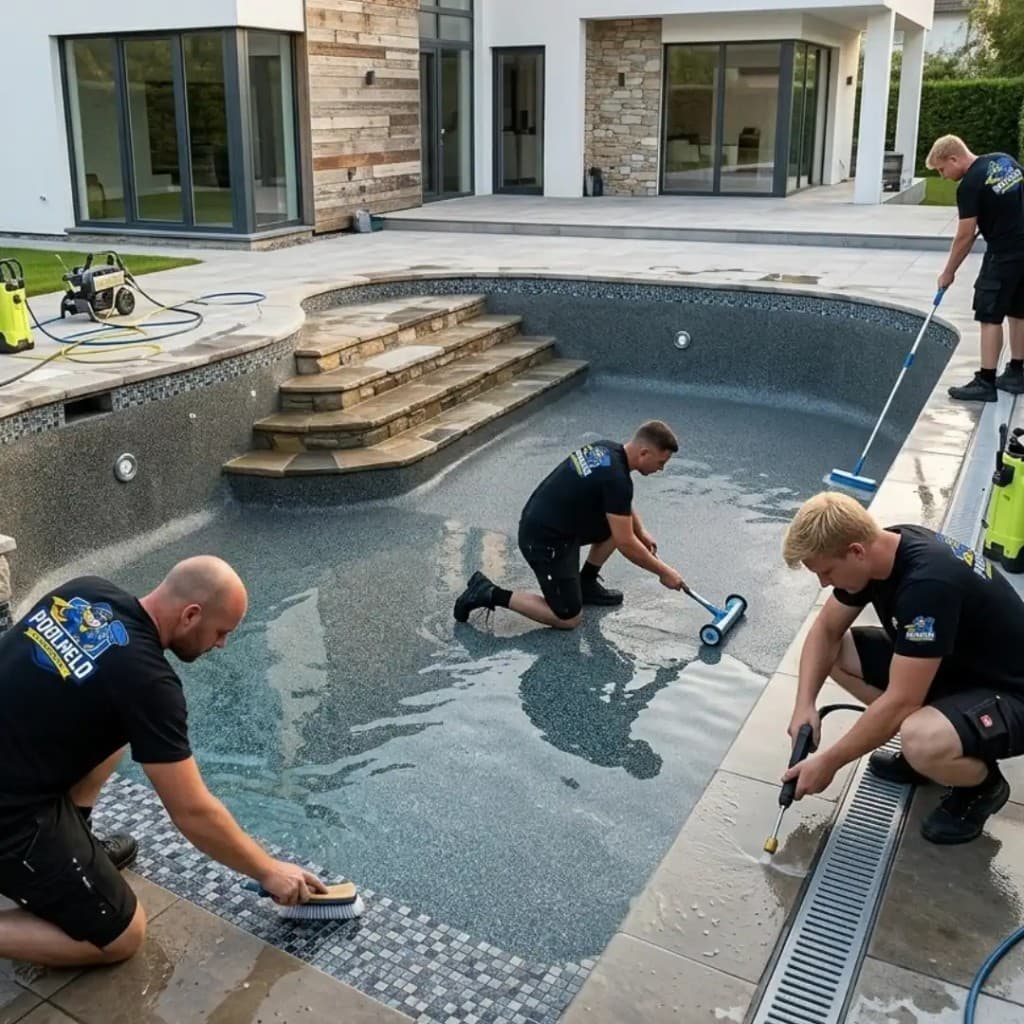 PoolHeld bei Sonderreinigung eines stark verschmutzten Pools